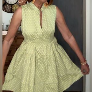Olive Green Layer Flared Dress